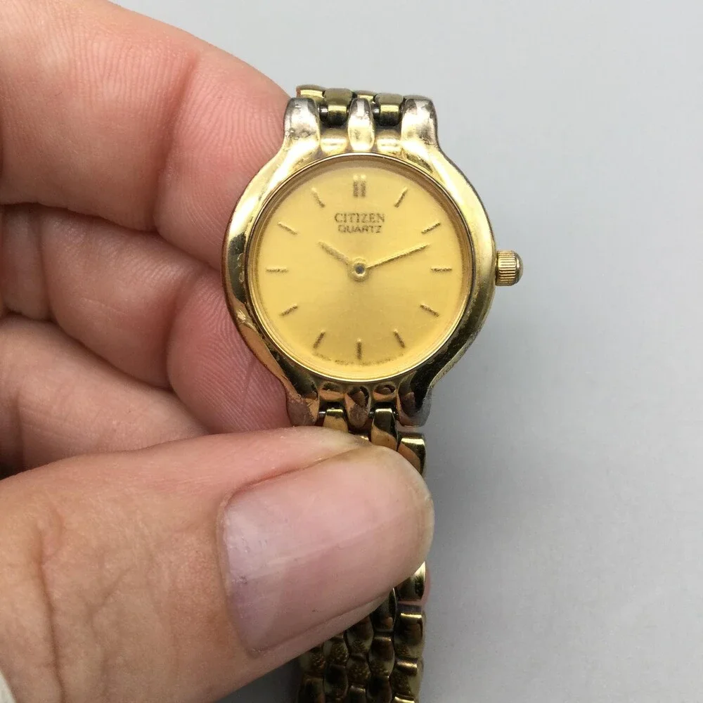 Citizen 1020-S54554 Womens Watch 22mm Champagne Dial Gold Tone New Battery 6.25